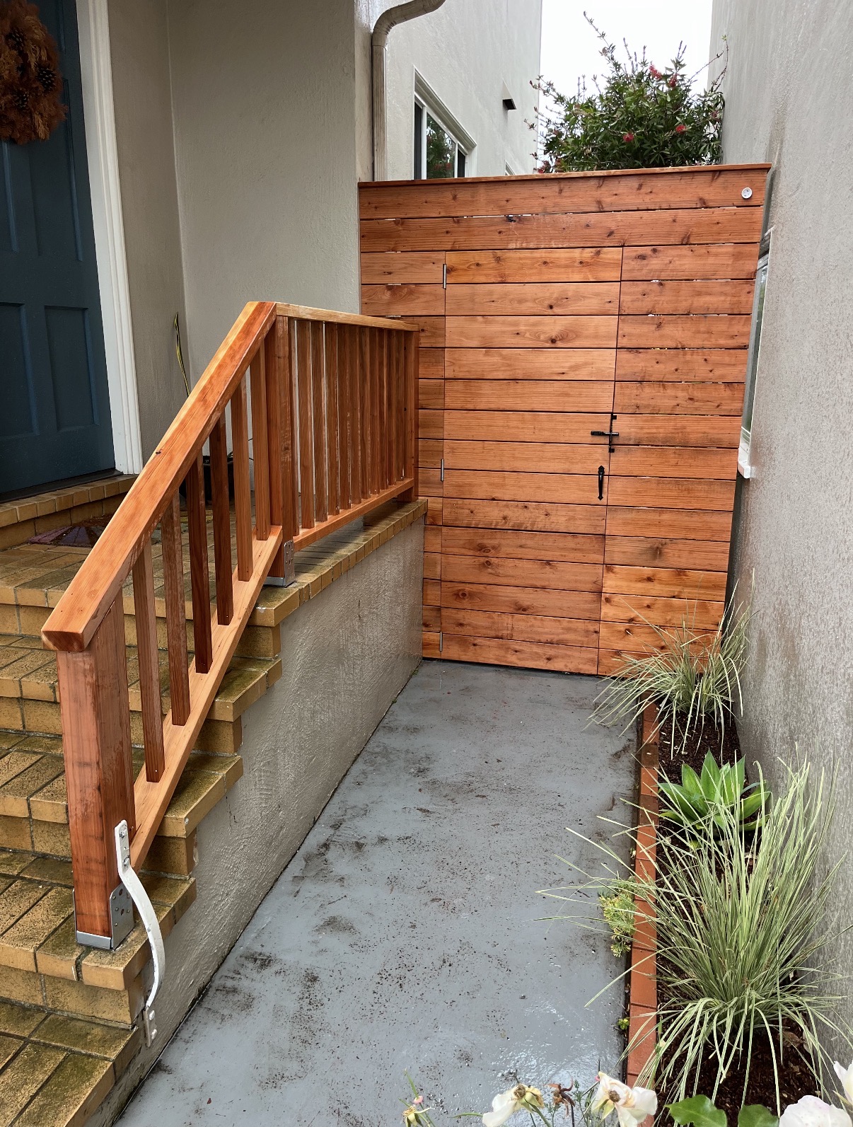 Redwood storage & railing